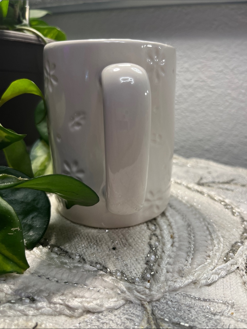 Rae Dunn Artisian Collection “Blessed” Embossed Floral Ceramic Coffee Mug - Picture 4 of 6